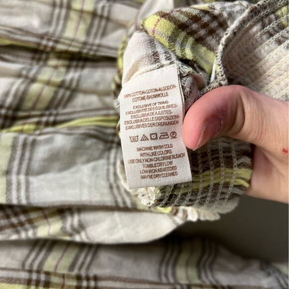 Free People It’s The Good Life Plaid Top Button Front Crop Blouse Size Medium - Picture 9 of 9